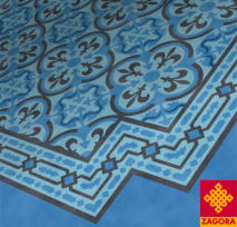 Zementfliese Jamila • Karree • Blau Blau Schwarz