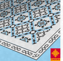 Zementfliese JArabia • Raute; •  Uni • Hellblau Schwarz Weiß Grau