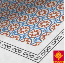 Zementfliese Radia • Raute • Blau Rot Weiß