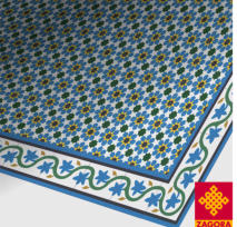 ZementflieseFlorina • Ranke • Blau Weiß Gelb Grün Gelb