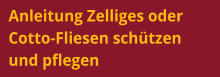 Anleitung Zelliges oder Cotto-Fliesen schützen und pflegen