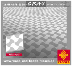 Zementfliesen-GRAU • ZAGORA • Motiv Movie grau weiß