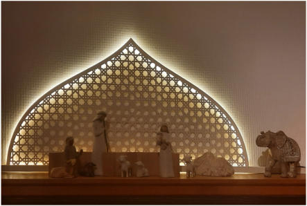 Dekorpaneele Laserschnitt in Stahlblech. Gartenpavillion orientalisch • Kundenfoto