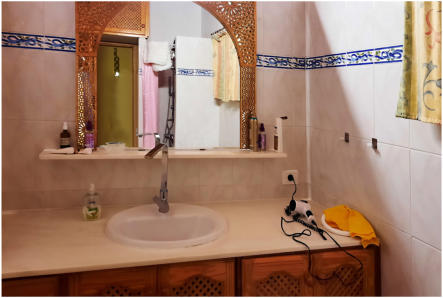 Zellige-Wandmosaik für den Ruheraum einer Sauna. Sonderanfertigung auf Kundenwunsch • Kundenfoto